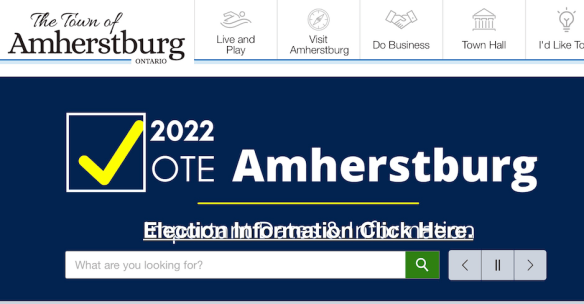 screenshot of town of amherstburg website difficult to read 