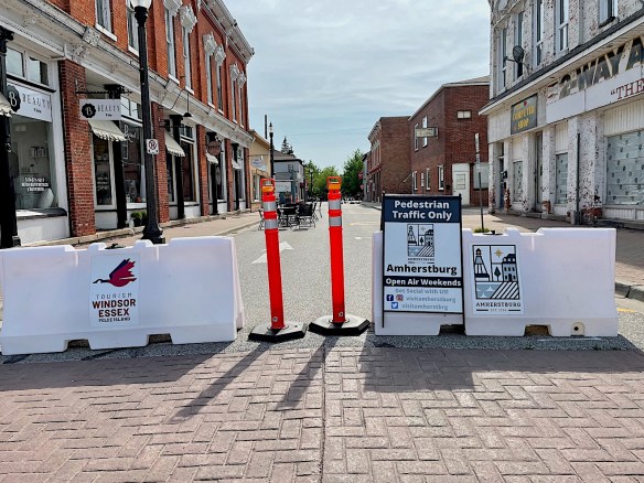 barriers to Murray Street in Amherstburg, Ontario during the weekends of summer months